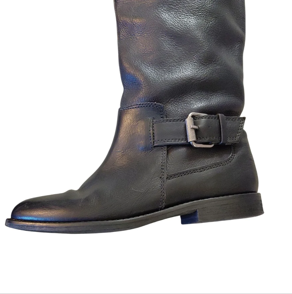Madewell The Conor Black Riding Knee-High Black Leather Boots Size 6.5